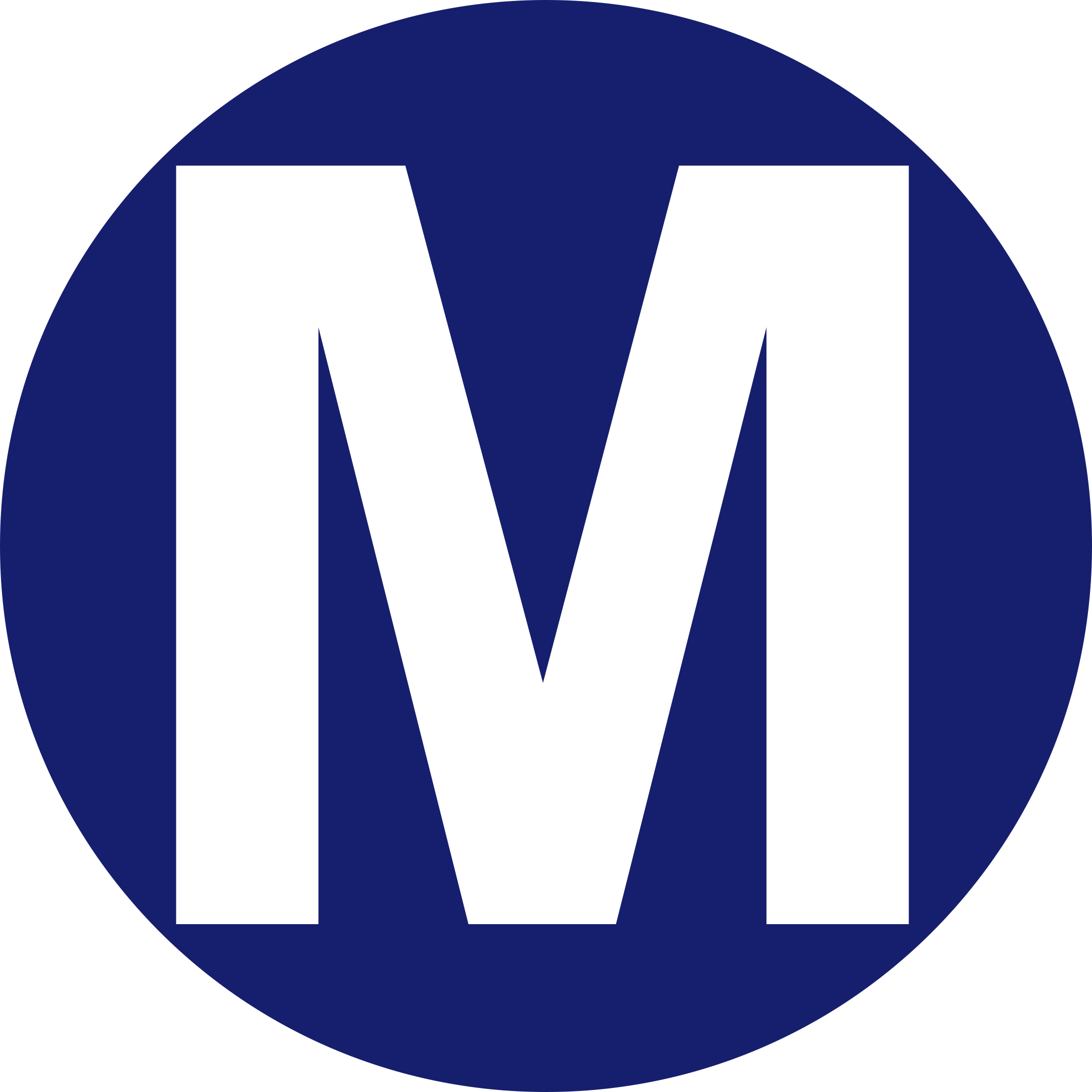 The letter 'M' carved within a blue circle PNG Transparent Image.